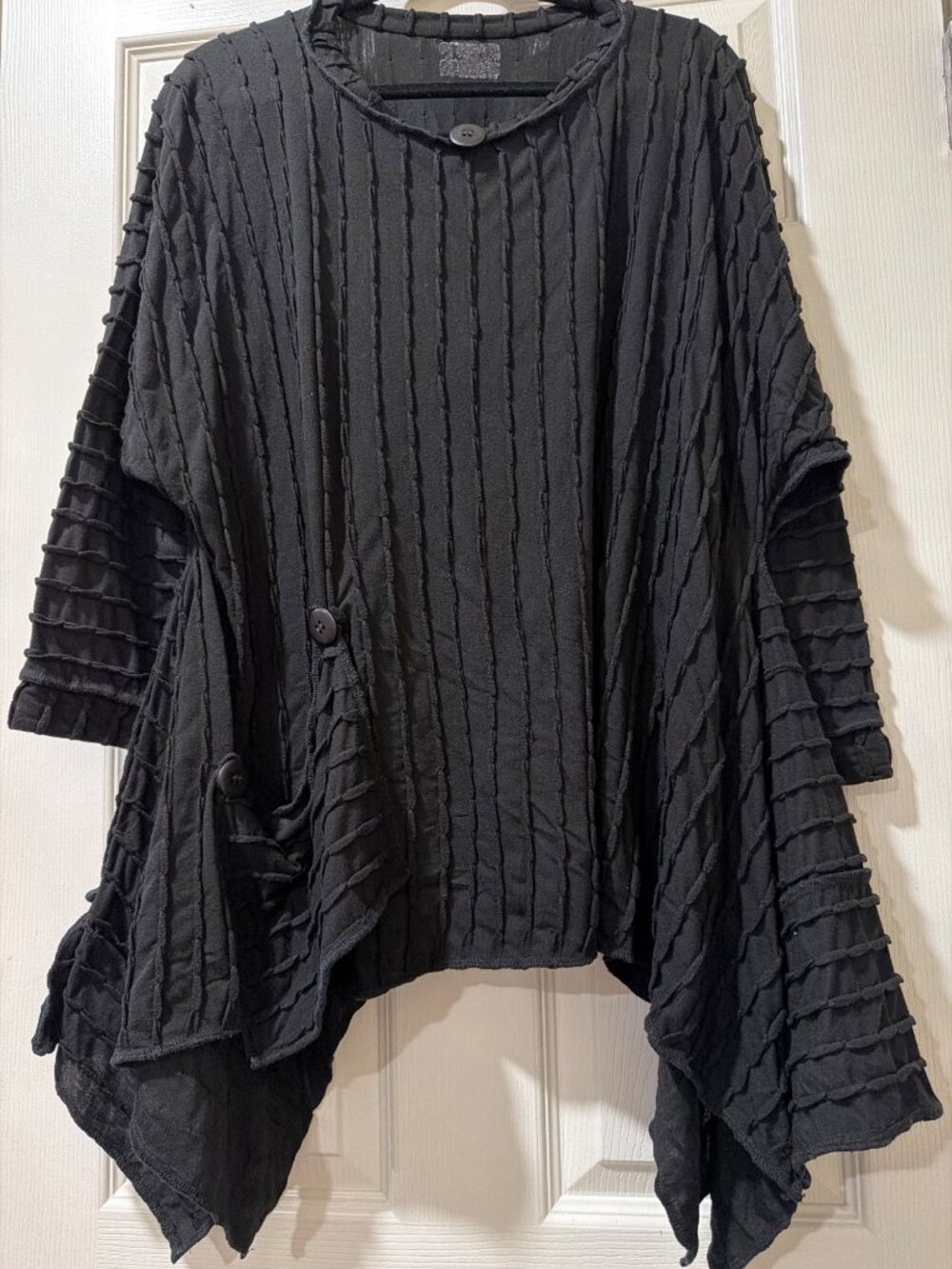Axel Hardy (Lbel Missing) Black Textured Asymmetrical Tunic With Button Accents